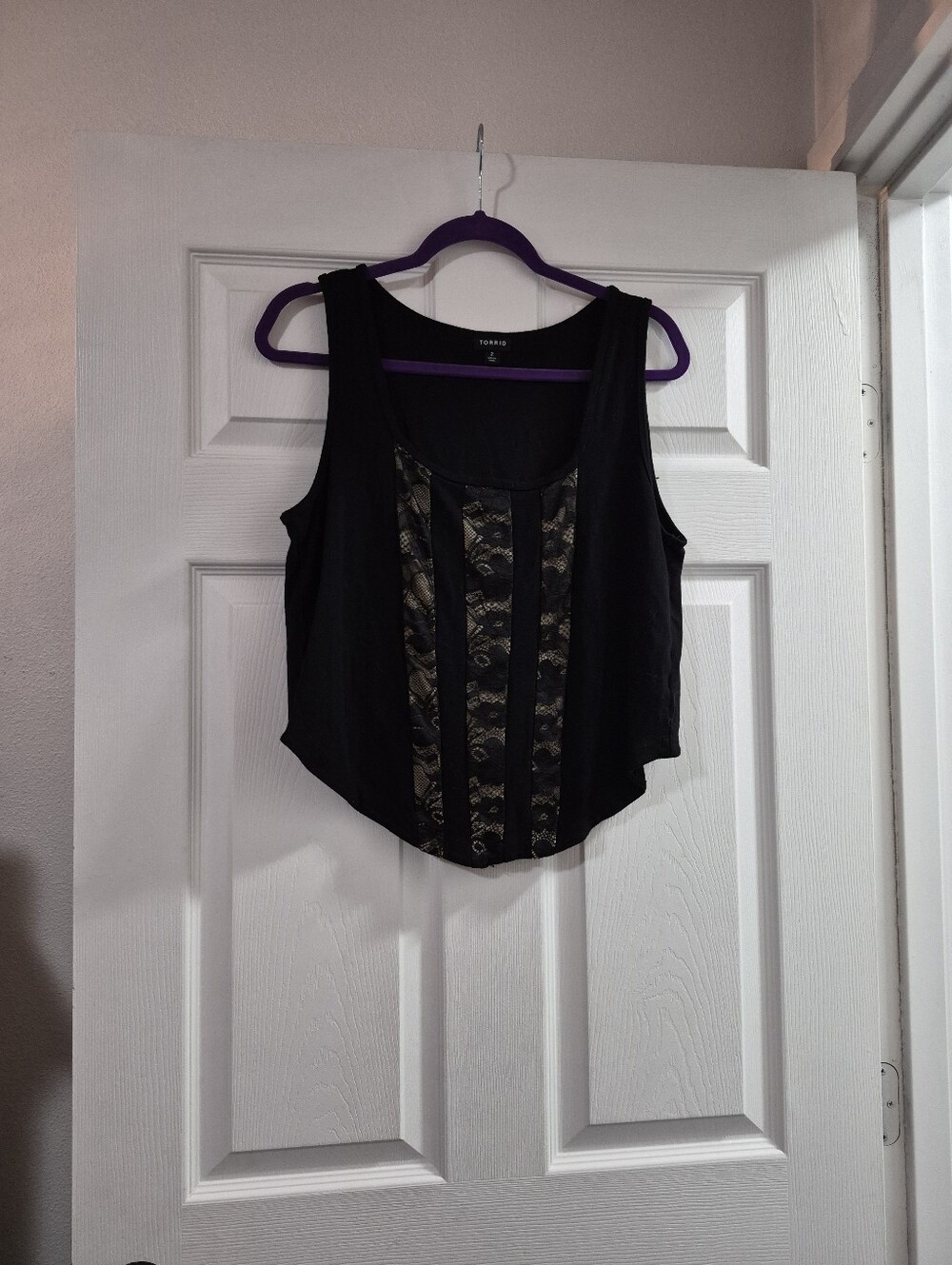 Torrid  Black Tank Top with Gold Lace Panels